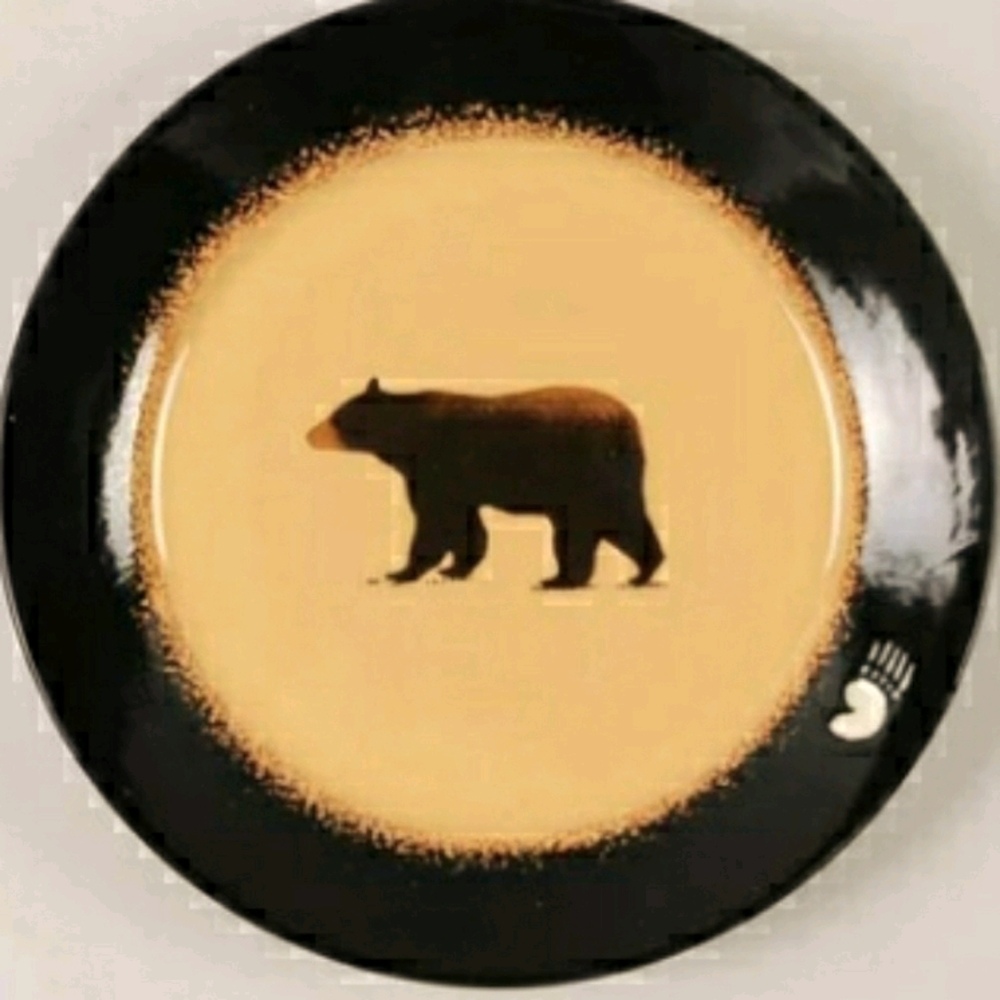 Black Bear Motiff Salad Snack Plates Cabin Perfect